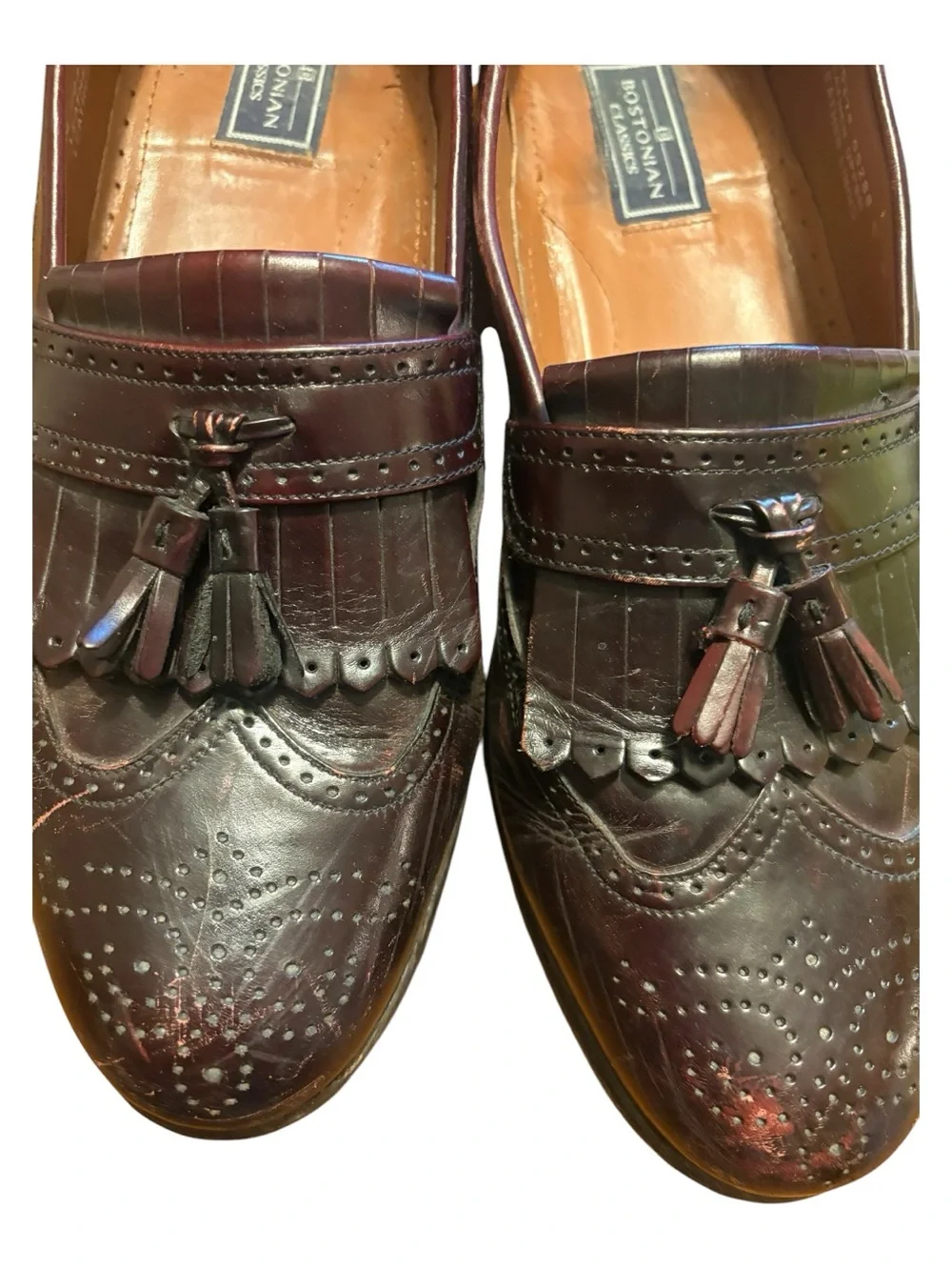 Vintage Bostonian Classics 12M Brown Leather Kiltie Tassel Wingtip Loafers